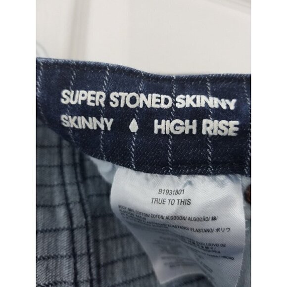 Volcom Pinstriped Button Fly Jeans Size 28 Skinny High Rise - Picture 5 of 8